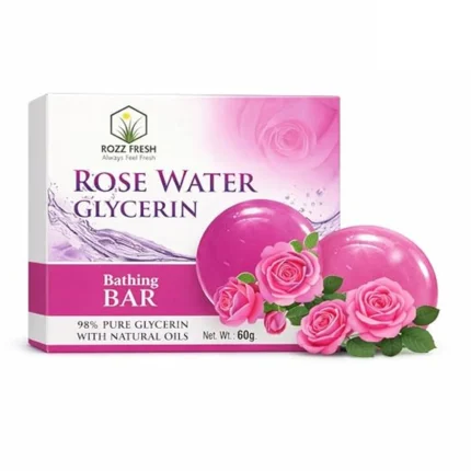Rozz Fresh Rose Water Glycerin Bathing Soap bar for daily hydration
