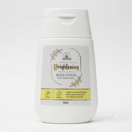 ROZZ FRESH Brightening Body Lotion 110ml bottle front view with Saffron and Vitamin C