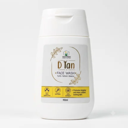 ROZZ FRESH D Tan Face Wash 110ml bottle front view with AHA, Saffron, and Cica