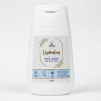 ROZZ FRESH Hydrating Face Wash 110ml bottle front view with Hyaluronic Acid and Cucumber