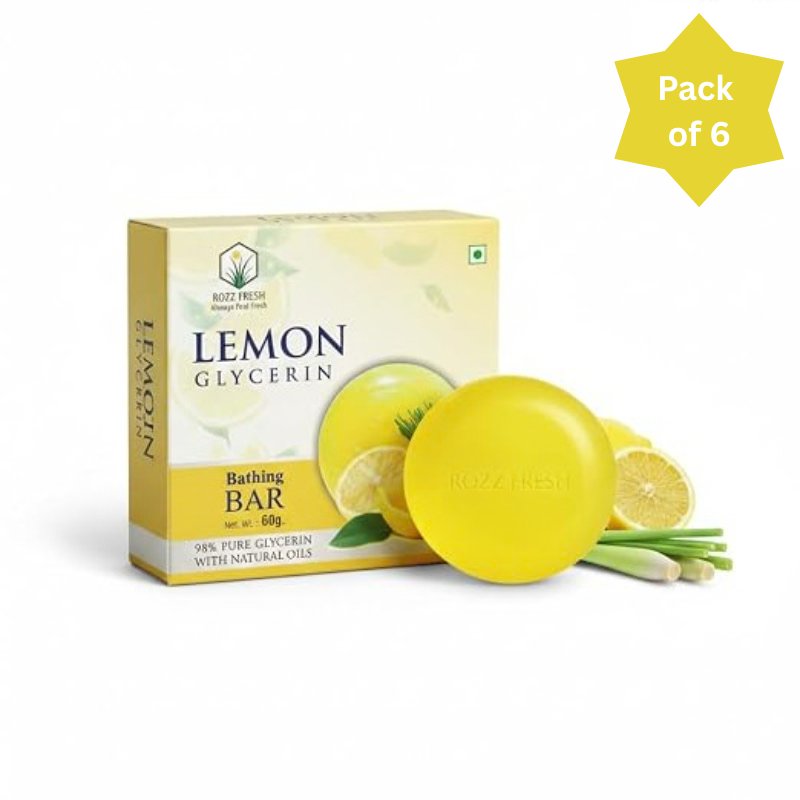 Rozz Fresh Lemon Glycerin Bathing Soap Bar - Pack of 6